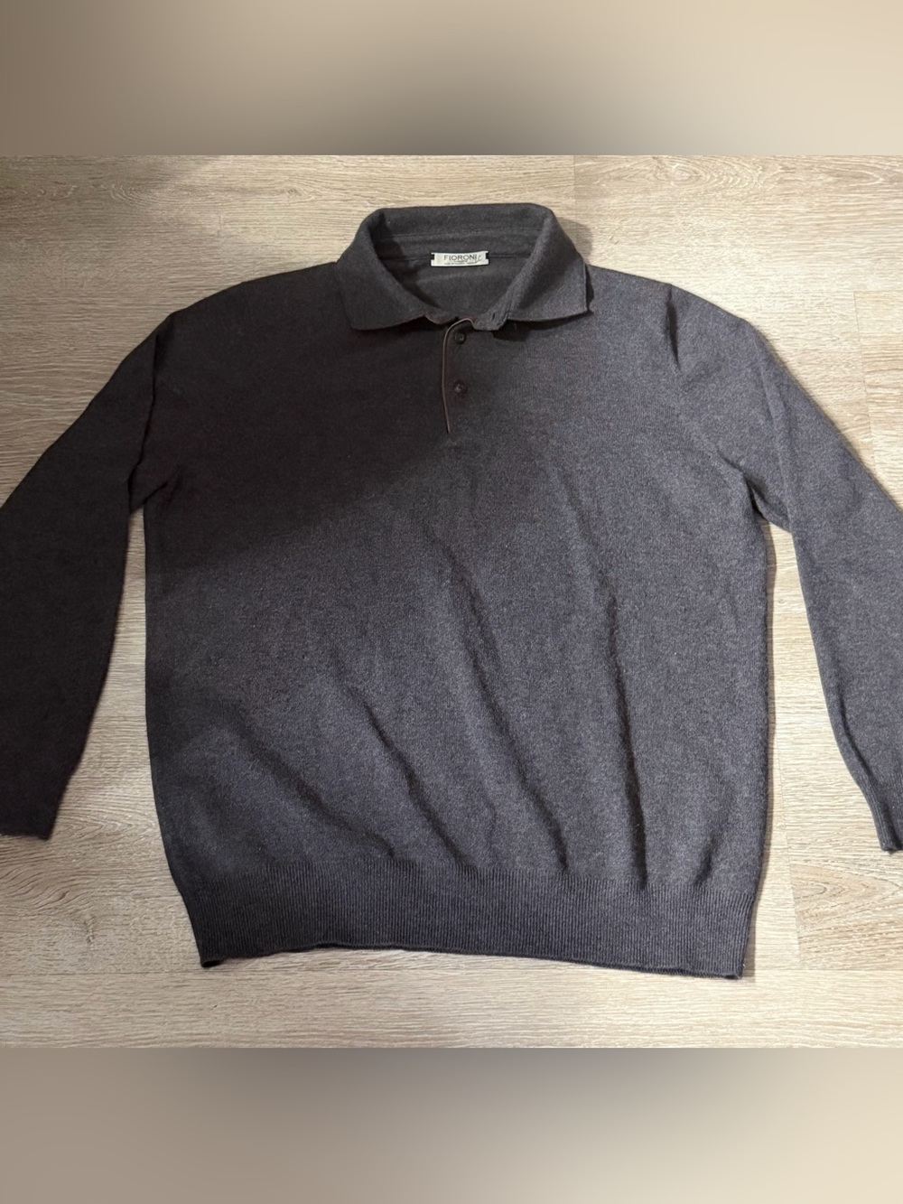 Fioroni 100% Cashmere polo sweater size 56 XXL Brown Made in Italy
